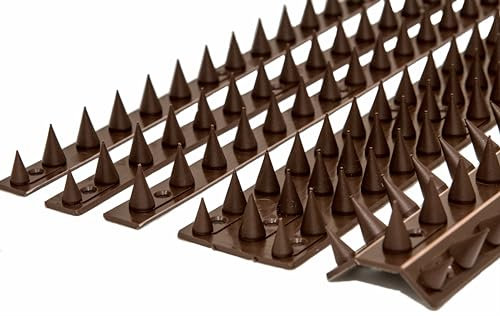 Cat Intruder Deterrent Repellent Wall Fence Spikes: Pack of 20 (9.0M to 27.0M) - BROWN