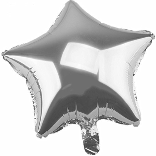 TRIXES Paquete de 5 Globos de 18” Estrellas en Plata Helio Metálico Celebración de Fiestas Decoración Festiva de Mesa