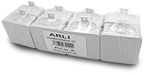 Abzweigdose Feuchtraum IP55 8x Dose 75 x 75 x 40 mm aufputz außenliegenden Befestigungslasche Kabelabzweigdose Verbindungsdosen Industriegehäuse Verteilerkasten Leergehäuse Verteilerdose ARLI 8 Stück