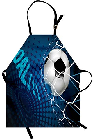 ABAKUHAUS Fußball Kochschürze, Zusammenfassung Ziel Muster, Unisex-Küchenlätzchen mit verstellbarem Hals für Kochen Gartenarbeit, 67 cm x 80 cm, Nachtblau