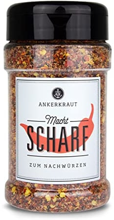 Ankerkraut Macht scharf mit Chilischrot, 165g im Streuer, einfach würzen, Gewürz-Mischung, ohne Geschmacksverstärker, Chili-Klassiker mit Cayenne-Pfeffer