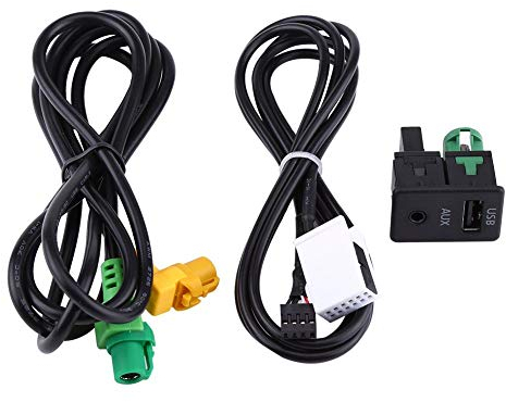 Keenso Cavo USB AUX, interruttore AUX per auto 1,5 m/59 e presa adattatore per cavo USB con cavo