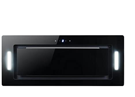 electriQ 72cm Black Glass Canopy Hood Kitchen Extractor Fan - 5 Year Warranty