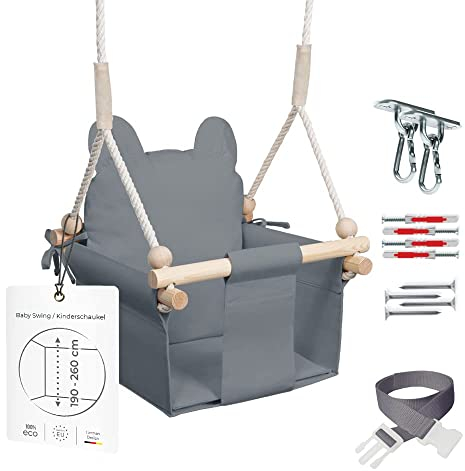 MAMOI® Wooden Baby Swing seat for Toddlers, Indoor Toddler Swings Chair from Birth, Kids Baby Bouncer for Garden, Child Rocker Swing Set from 8 Months