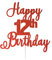 LissieLou Happy 12th Birthday Cake Topper in Pretty Glitter Card, Made in the UK - Red