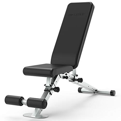 leikefitness Verstellbare Hantelbank, faltbare Trainingsbank mit automatischer Verriegelung für aufrechte Neigung und flache Ganzkörperübung (GM5810 (schwarz)
