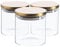 Argon Tableware Scandi Storage Jars with Metallic Gold Lids - 550ml - 3 Pack - Modern Round Organisation Container Glass Jar for Kitchens, Pantry, Bathrooms, Utility Rooms