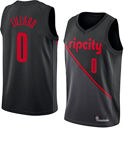 Bläzërs 0# Lïllärd Basketball Jersey New Hot Prestud Men's Fan-Trikot Black Red-XL
