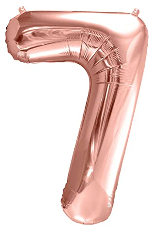 XXL Luftballon 7. Geburtstag Rosegold Folienballon 7 Geburtstag Mädchen Metallic Hochwertig Ballon 7 Deko Kindergeburtstag Mädchen