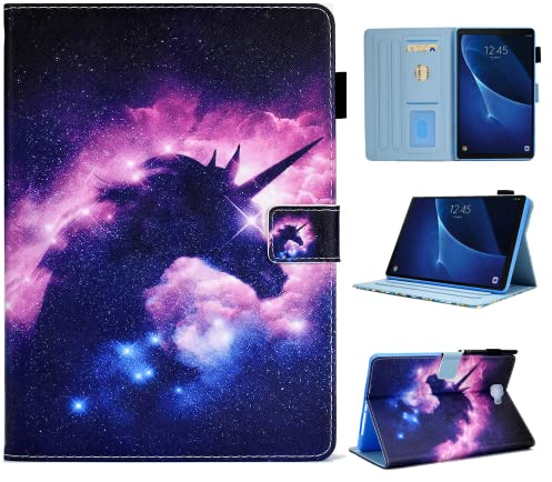 BYCeKe Hülle für Galaxy Tab A6 Hülle (SM-T580/T585/T587), Galaxy Tab A 10.1 2016 Hülle, PU Leder Stoßfest Schutzhülle Case für Tab A 10.1 2016 Modell (Nicht für Tab A 10.1 2019 Modell), Einhorn