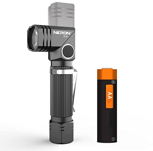 NICRON B74E LED Taschenlampe, 600 Lumen mit Magnet und Clip, 4 Lichtmodi, 90 Grad Drehbar Kopf, IP65 Wasserfest für Wandern Outdoor, Memory Funktion