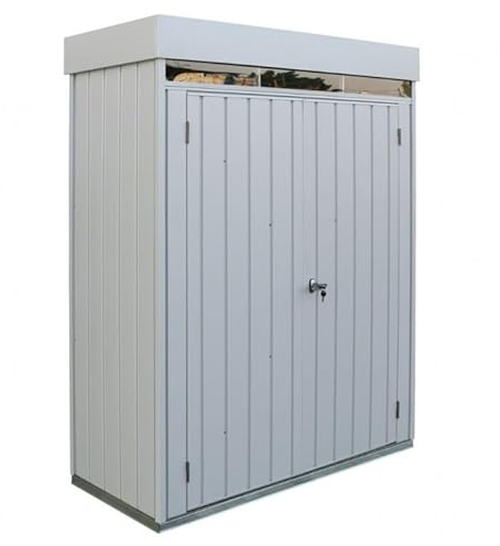 Ezooza Schrank Palladium High Store 161,5 x 74,6 x 209 cm mit Zwei Türen für den Außenbereich, Farbe Grau