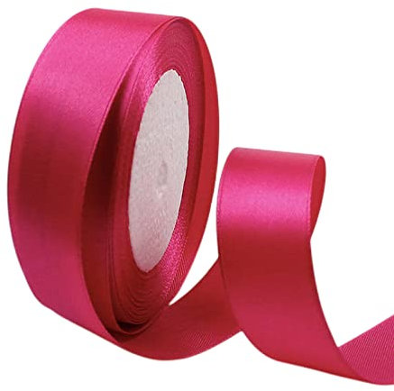 23 Meter Satinband Rose Rot 25mm Satinband Bänder, Breit Schleifenband Dekoband Stoffband Geschenkband Hochzeitsdeko Schleife für Geschenkverpackung,Kunsthandwerk,Haarschleifen,Blumenstrauß,Dekoration