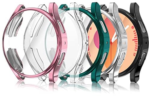 Hianjoo 5-Pack Screen Protectors for Samsung Galaxy Watch 5/Watch 4 40mm - TPU Full Coverage Bumper Case