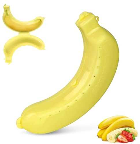 Bananengehäuse, Bananen-Spar-Behälter Bananenbox Bananenschutz Bananendose Banane Aufbewahrungsbox Bananenhalter Bananen Brotdose Trip Außen Frucht Kasten Speicher Dose Für Banane(Gelb)