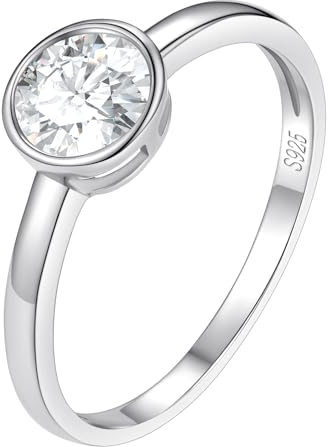 FindChic Verlobungsring Damen, Solitär 925 Sterling Silber Zirkonia Ringe Ehering mit Geschenkbox 65