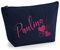 Personalisiert Name Initialen Herz Wirbel Kosmetiktasche Damen Schminktasche für Handtasche Makeup Tasche - Glitter oder Flocke Material Druck - Rosa Glitzer - L | Marine Blau