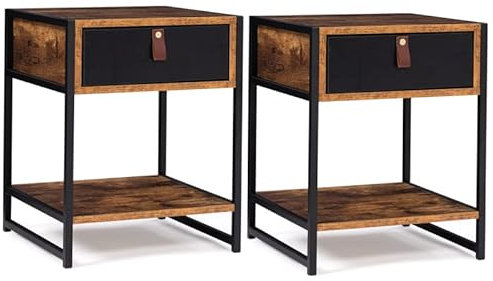 IDMarket - Lot de 2 Tables de Chevet Chicago 1 tiroir avec Tablette Design Industriel