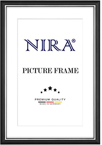 NiRa Cadre photo en bois massif 85 x 120 cm en Noir Argenté | Taille sélectionnable | Cadre pour affiches | Puzzle | collage de photos HD064