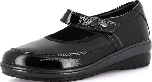 GRÜNLAND Nile, Ballerina Comfort Realizzata in Materiale Elasticizzato Flessibile, Suola Resoft in Pelliccia Morbida, adattata e vestibilità Spessa ed Elastica Donna, Nero, 35 EU
