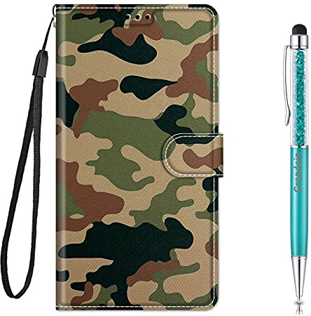 Grandoin Coque pour Xiaomi Redmi 10C/Redmi 10 Power/Xiaomi Poco C40, Mode Bookstyle Désign Étui de Protection Housse en PU Cuir avec Portefeuille Magnétique Fentes pour Cartes (Camouflage)
