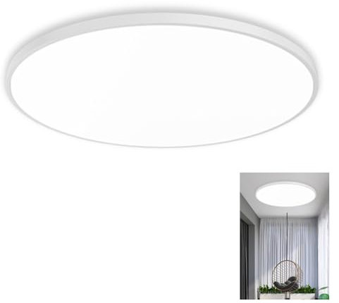 Chao Zan LED Deckenlampe 18W 6000K 1800LM LED Deckenleuchte für Wohnzimmer Schlafzimmer Badezimmer Küche Bad Keller Balkon Led nicht dimmbar Deckenlampe Ø 23cm (Weißer Rahmen, 18W)
