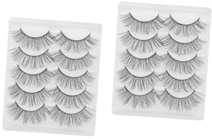 POPETPOP 2 Juegos De Pestañas Postizas Suaves Y Naturales Para Mujer Extensiones De Pestañas Con Pegamento 5 Pares X 2