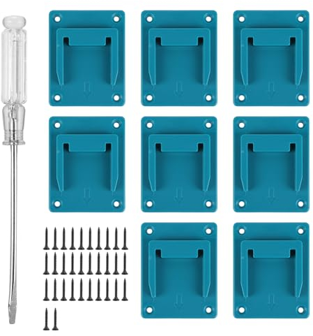 PZJFH 8 Stück Wandhalterung Werkzeughalter für makita 18V /14.4v, Elektrowerkzeug Bohrwerkzeuge Halterung Maschinenhalter mit 32 Schrauben, 1 Schraubendreher