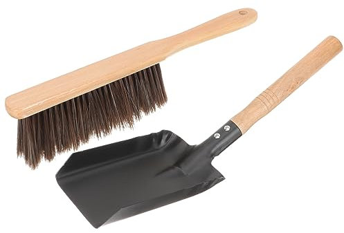 Warmhm Kaminreinigungsset Holz Griff Ascheschaufel Und Bürste Kaminofen Zubehör Aufbewahrung Haken