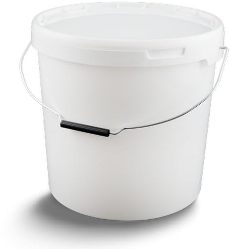 5 x 10L Plastic Bucket Pail + Handle & Lid - Heavy Duty ¦ Food Grade BPA Free ¦ Multi-use Fermentation Feed Dry Food Liquid Chemicals Hydroponics Storage Container WHITE