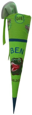 pinkeSterne ☆ Schultüte REX Dino Dinosaurier Schultütenset Schulanfang Zeugnismappe Einschulungsoutfit 70 80 90 100