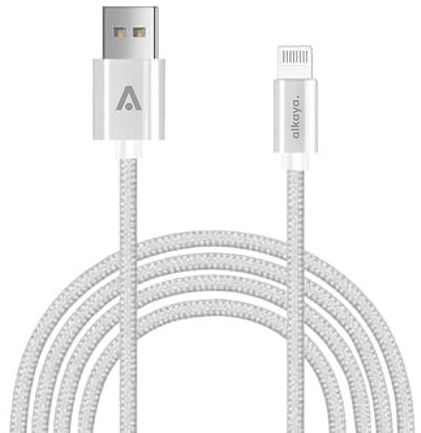 Alkaya. kompatibel mit iPhone 11, 12, 13, 14 Ladekabel USB-A und Lightning, Datenkabel geflochten,1m/12W weiß