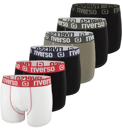 riverso Boxershorts Herren RIVOle 6er Pack Unterhosen Unterwäsche | Retroshorts Set Boxer Shorts Stretch Schwarz Grau Blau Weiß Grün Rot Orange Gelb S M L XL XXL 3XL