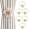 Vorhang Raffhalter 6 Stück mit Perlen, Kameli Vorhanghalter Gardinen Clip für Vorhänge Boho Deko, Gardinenhalter Zugband, Gardinen Seil Beige für Home Haus Dekoration