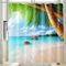 Vgzsyomqib Strand Meer Duschvorhang 240x200 Extra Breit Anti Schimmel Wasserdicht für Badewanne Stoff Shower Curtains 3D Taupe Insel Grün Palmen Blau Ocean Motiv Duschvorhänge Waschbar Textil