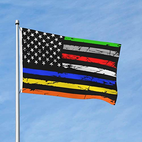 Premium Flagge Polizei Einsatz Feuerwehr Sicherheit Justizvollzug Militär Usa Flagge Parade Flag Dekoration Banner Langlebig Flagge Für Party, Piraten-Partys, Balkon, 90X150cm