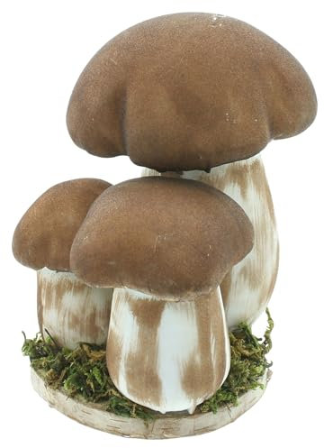 FRANK FLECHTWAREN Steinpilze Trio, Kunststoff, Holz, Moos, Textil Maße: Höhe 16 cm, herbstliche Deko