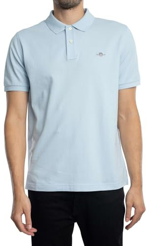 GANT Herren REG Shield SS Pique Polo Polohemd, Fresh Blue, XL