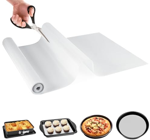 Papel De Horno Reutilizable, Tapete Silicona 30 × 304.8 cm, Painting Mat,Enrollable, Resistente Calor Antiadherente,Lavable,Para Cocina,Mesa De Comedor,Pintando,Manualidades (Blanco)