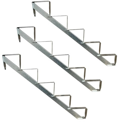 Kaminbau Mierzwa 3x Treppenholm Holz-Treppe Treppenwange Treppenrahmen Verzinkt/Wählbar 2-6 Stufen (5 Stufen Holm)