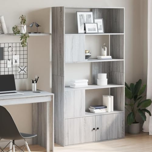 Sufrk Bücherregal Regal Wohnzimmer Regale BüCherschrank Book Shelves Buchregal Grau Sonoma 100x36x189 cm Holzwerkstoff