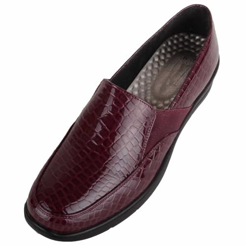 Womens Easy Slip On Wedged Lightweight Comfort Shoe with Twin Gusset
