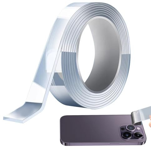 Glugahrif Ruban Adhésif Double Face Puissant Extra Fort Transparent Ruban Adhésif Double Face Robuste,sans Traces,Amovible, Réutilisable, Lavable Double Face Double Face Extra Fort