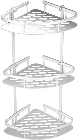 ALQSIM Mensola angolare da Bagno, portaoggetti da Doccia a 3 Livelli, portaoggetti, portaoggetti in Alluminio Satinato, Porta Shampoo angolare