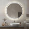 AI-LIGHTING 700mm Round Bathroom Mirror with LED Light, Wall-Mounted Vanity Mirror with Demister, 3-Color Dimmable LED, Anti-Fog Heater, IP44 Waterproof Rating.