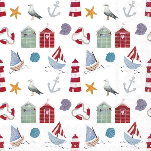 20 Ambiente Papierservietten - Nautische Artikel - Tischdekoration mit Motiv auch für Party oder Decoupage 33x33cm