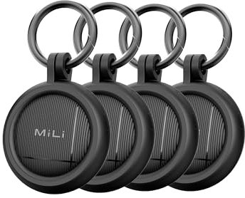MiLi LiTag Duo Smart Tracker, Schlüsselfinder kompatibel mit Apple „Wo ist?“ und Android „Gerät Finden“, gleiche Größe wie AirTag, Anti-Verlust-Tag für Schlüssel, Geldbörse, Gepäck, Koffer, 4er Pack