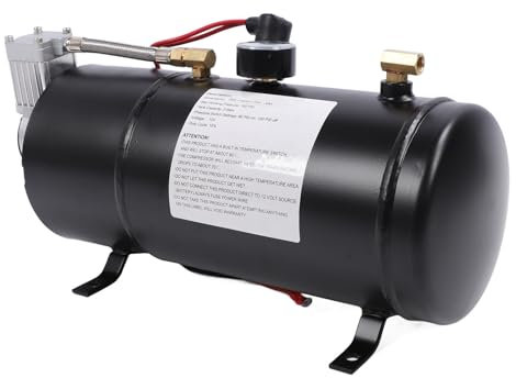 Akozon Train Horn Kit 12V 135 DB Ultra Loud 4 Trompetenlufthörner mit 150psi 3L -Kompressor für LKW, Autos, und Boote