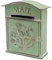 Briefkasten,Englischer Postkasten zur Wandmontage, grün Nostalgie Antik Stil Schmetterling Blume,Heimdekoration Metall Briefkasten,Garten Outdoor Dekoration