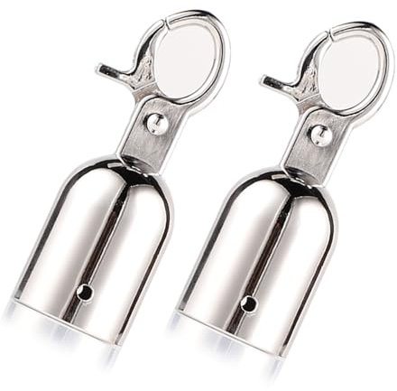 2 stabile Endkappen aus Edelstahl mit Haken-Designs zum Verbinden und Begrenzen von Seilen im Freien für den täglichen Gebrauch